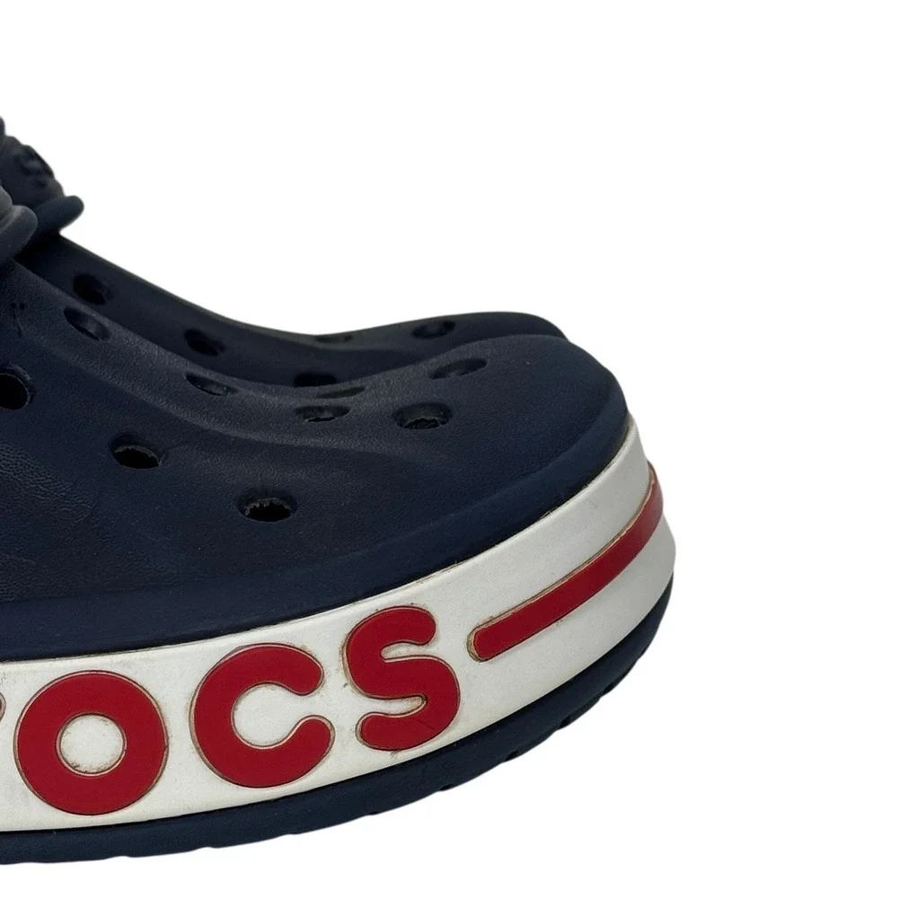Crocs Bayaband Clogs Navy Blue White Red Mens 5 Womens 7 Unisex Slip On‎ Shoes